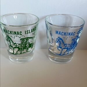 Mackinac Island Green and Blue Shot Glass Set